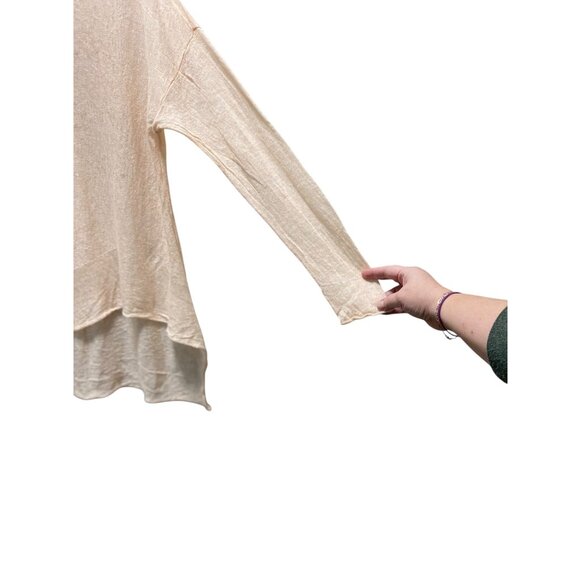 Eileen Fisher Asymmetrical Hem Tencell Wool Blend Sweater Peach Size M Coastal - Picture 8 of 11